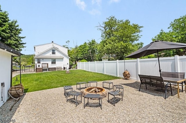 3 Raritan Ave, Roxbury Twp, NJ 07852 - view of patio with a fire pit