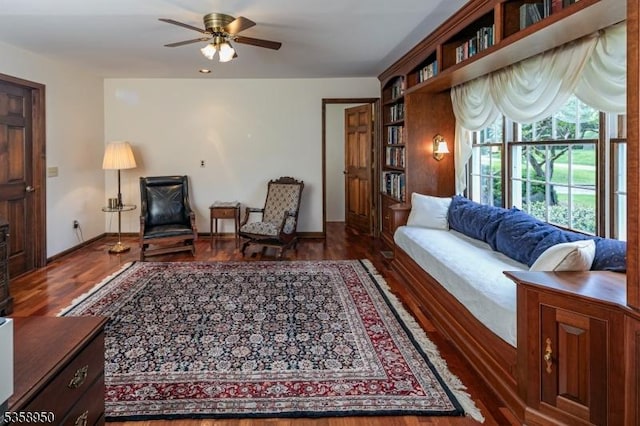 434 Bellemead Griggstown Rd, Montgomery Twp, NJ 08502 - living room with a ceiling fan, wood finished floors, and baseboards