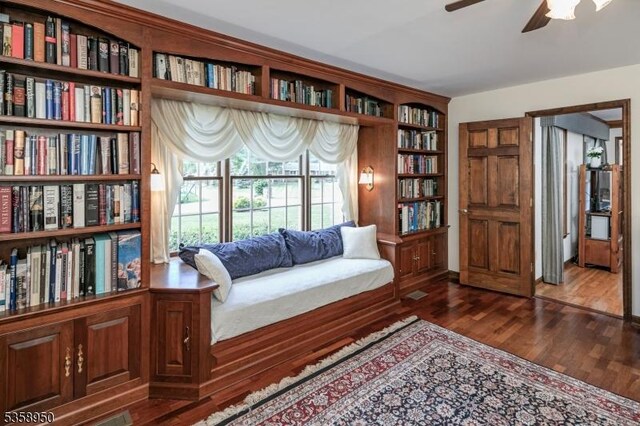 434 Bellemead Griggstown Rd, Montgomery Twp, NJ 08502 - sitting room featuring a ceiling fan and dark wood-style flooring