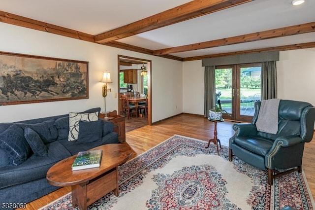 434 Bellemead Griggstown Rd, Montgomery Twp, NJ 08502 - living area featuring wood finished floors and beam ceiling