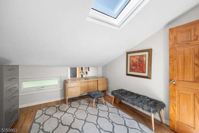 110 William St, Clark Twp, NJ 07066 - sitting room with lofted ceiling, a skylight, wood finished floors, and baseboards