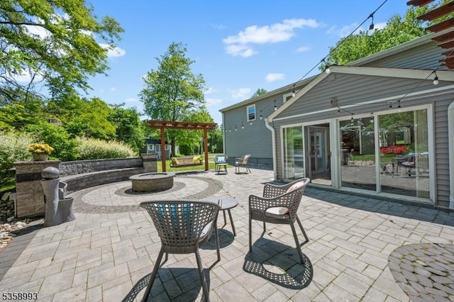 110 William St, Clark Twp, NJ 07066 - view of patio featuring a fire pit and a pergola