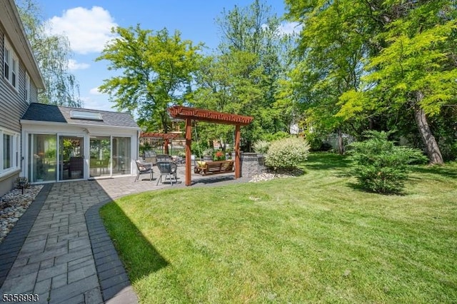 110 William St, Clark Twp, NJ 07066 - view of grassy yard with a pergola and a patio