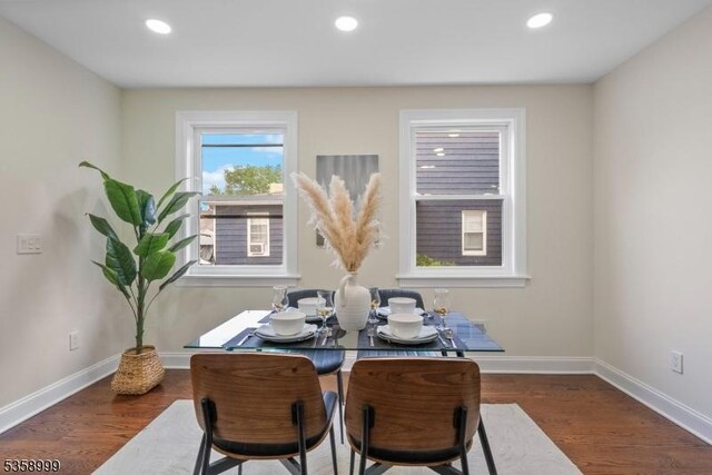 22 Race St, Nutley Twp, NJ 07110 - dining area with wood finished floors, baseboards, and recessed lighting