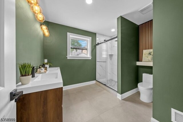 22 Race St, Nutley Twp, NJ 07110 - full bath featuring a shower stall, toilet, baseboards, vanity, and recessed lighting