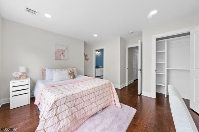 22 Race St, Nutley Twp, NJ 07110 - bedroom featuring wood finished floors, a closet, baseboards, and recessed lighting