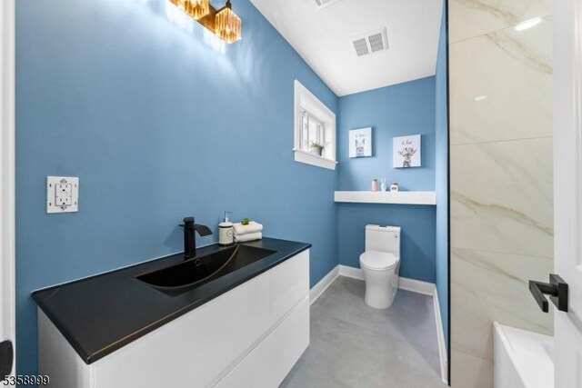 22 Race St, Nutley Twp, NJ 07110 - full bath featuring toilet, finished concrete floors, and vanity