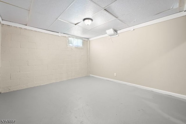 580 Mountainview Dr, North Plainfield Boro, NJ 07063 - basement with a drop ceiling and concrete block wall