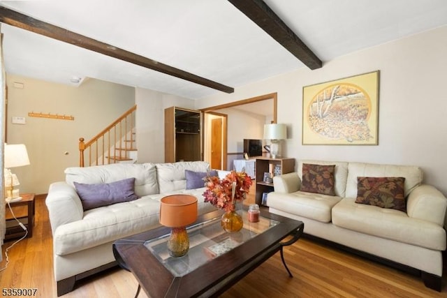 580 Mountainview Dr, North Plainfield Boro, NJ 07063 - living area featuring beam ceiling and wood finished floors