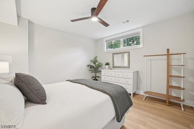 84 Elmwood Ave, Chatham Boro, NJ 07928 - bedroom with light wood finished floors, a ceiling fan, and baseboards