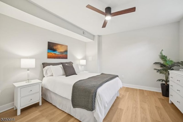 84 Elmwood Ave, Chatham Boro, NJ 07928 - bedroom featuring light wood-type flooring, baseboards, and ceiling fan