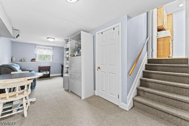 37 Furber Ave, Linden City, NJ 07036 - staircase featuring carpet flooring and an AC wall unit