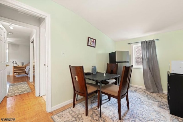 263 Morningside Ave, Cliffside Park Boro, NJ 07010 - dining space featuring baseboards and lofted ceiling