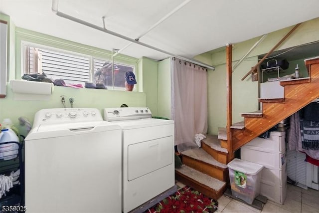 263 Morningside Ave, Cliffside Park Boro, NJ 07010 - laundry area featuring washer and clothes dryer and light tile patterned floors