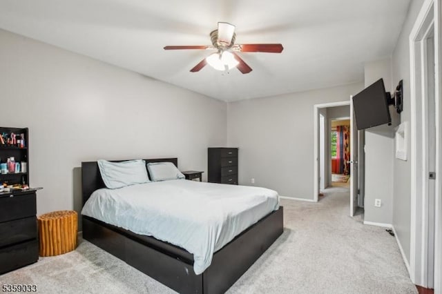 25 Manor Dr, Hillsborough Twp, NJ 08844 - bedroom featuring light carpet, baseboards, and ceiling fan