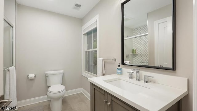 6 Balfour Ln, Scotch Plains Twp, NJ 07076 - bathroom with baseboards, vanity, an enclosed shower, and toilet