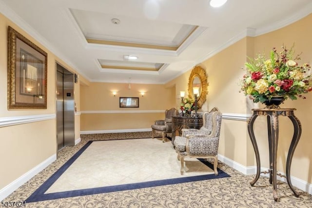 2307 Ambassador Ct Unit 2307, Franklin Twp, NJ 08873 - sitting room featuring crown molding, elevator, and a raised ceiling