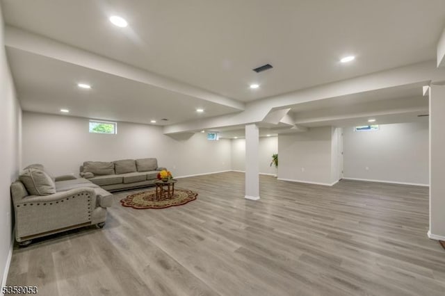 4 Greenbriar Ct, Mount Olive Twp, NJ 07836 - living area with wood finished floors, baseboards, and recessed lighting