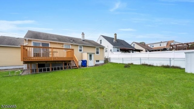 36 Bogert St, Totowa Boro, NJ 07512 - rear view of house with a wooden deck and stairway