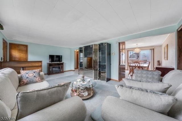36 Bogert St, Totowa Boro, NJ 07512 - living area with carpet floors, baseboards, and a fireplace