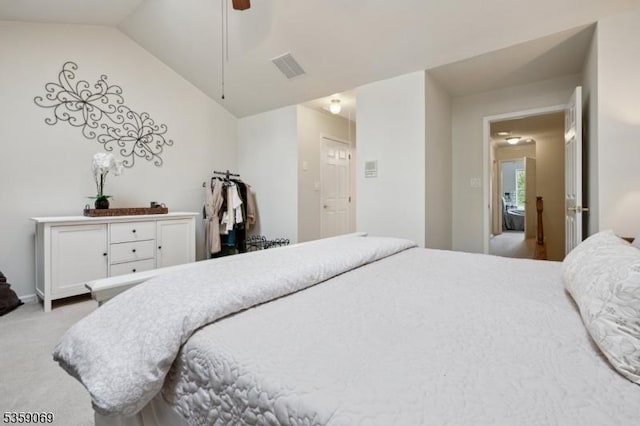 5 Prescott Ct, Condo, Bernards Twp, NJ 07920 - bedroom featuring carpet flooring, lofted ceiling, and ceiling fan