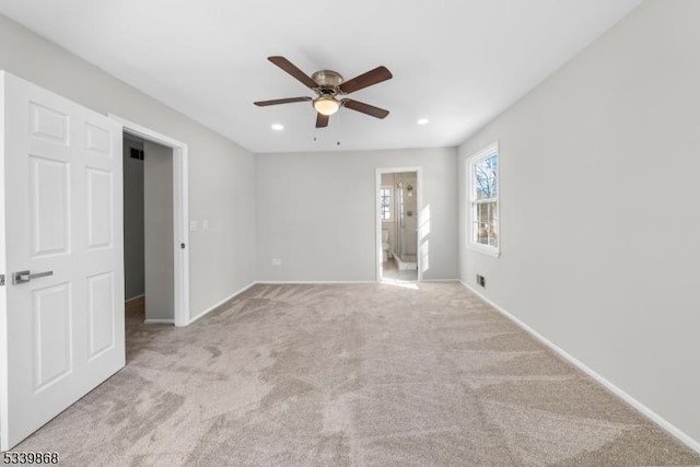 231 Sutphin Ln, Hillsborough Twp, NJ 08844 - carpeted empty room with a ceiling fan, baseboards, and recessed lighting