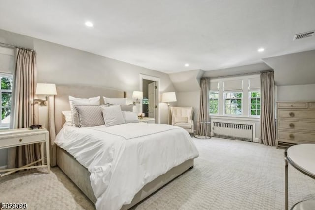 42 Haddonfield Rd, Millburn Twp, NJ 07078 - carpeted bedroom with radiator heating unit, multiple windows, and recessed lighting