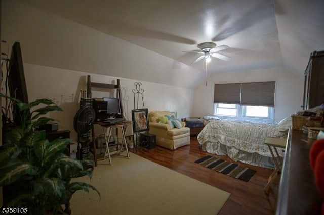 916 Sheridan Ave, Roselle Boro, NJ 07203 - bedroom with vaulted ceiling, wood finished floors, and ceiling fan