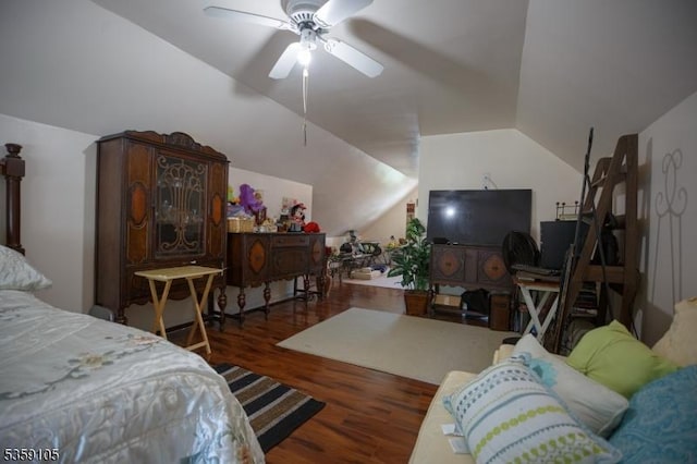 916 Sheridan Ave, Roselle Boro, NJ 07203 - bedroom with vaulted ceiling, wood finished floors, and a ceiling fan