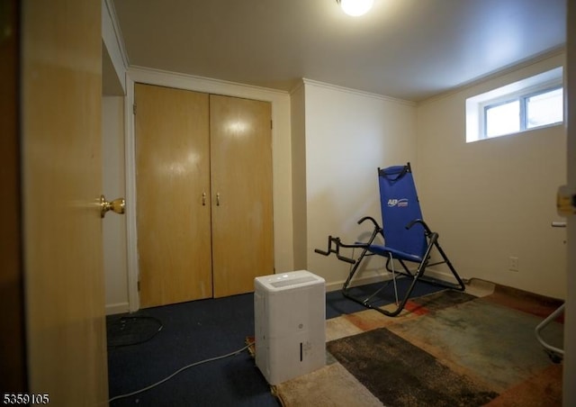 916 Sheridan Ave, Roselle Boro, NJ 07203 - exercise area with baseboards and ornamental molding
