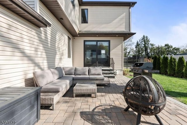 12-64 Orchard St, Fair Lawn Boro, NJ 07410 - view of patio / terrace with an outdoor living space with a fire pit
