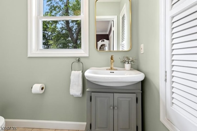 457 Academy St, South Orange Village Twp, NJ 07079 - bathroom featuring vanity, toilet, and baseboards