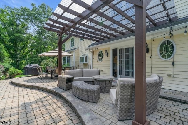 60 Dogwood Ln, Montgomery Twp, NJ 08558 - view of patio / terrace with a pergola, a grill, outdoor lounge area, and outdoor dining area
