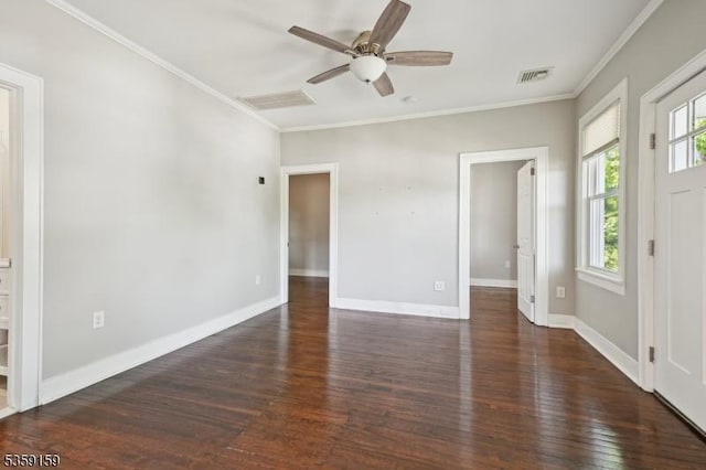 76 Mountainview Ave, Mount Arlington Boro, NJ 07856 - unfurnished room featuring wood-type flooring, crown molding, ceiling fan, and baseboards