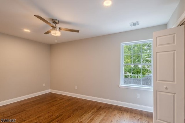 2000 Whittier St, Rahway City, NJ 07065 - spare room featuring a ceiling fan, baseboards, wood finished floors, and recessed lighting