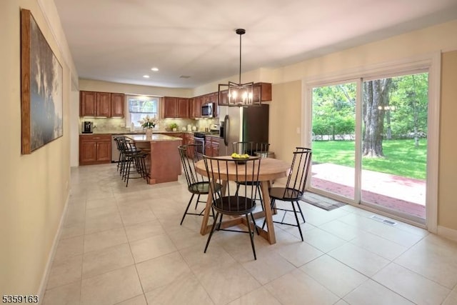 41 Lake Rd, Bernards Twp, NJ 07920 - dining area with baseboards, recessed lighting, and light tile patterned floors