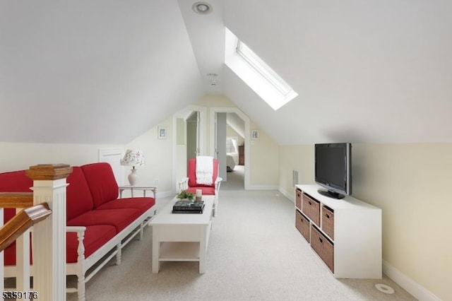 216 Kimball Ave, Westfield Town, NJ 07090 - bonus room featuring a skylight, vaulted ceiling, carpet floors, and baseboards