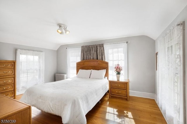 20 Kenvil Ave, Roxbury Twp, NJ 07876 - bedroom featuring vaulted ceiling, radiator, wood finished floors, and baseboards