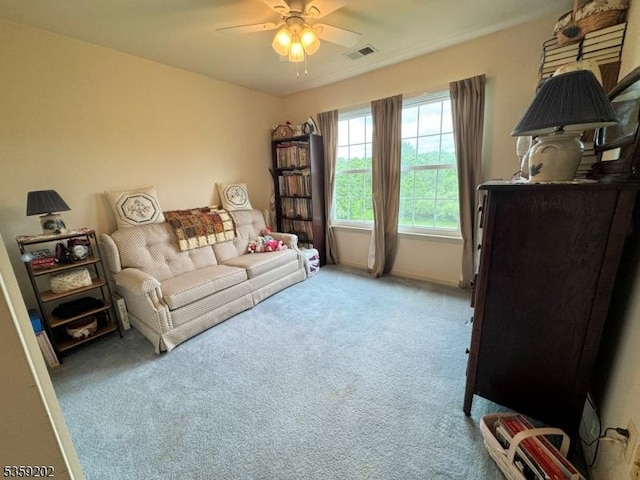 14 Thomas Rd, Lafayette Twp, NJ 07848 - living area with carpet and a ceiling fan