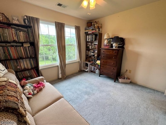 14 Thomas Rd, Lafayette Twp, NJ 07848 - living area with carpet floors and ceiling fan