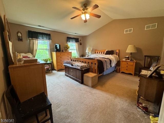 14 Thomas Rd, Lafayette Twp, NJ 07848 - bedroom with lofted ceiling, carpet, and ceiling fan