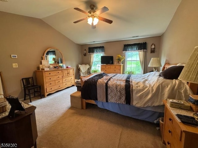 14 Thomas Rd, Lafayette Twp, NJ 07848 - carpeted bedroom with lofted ceiling and ceiling fan