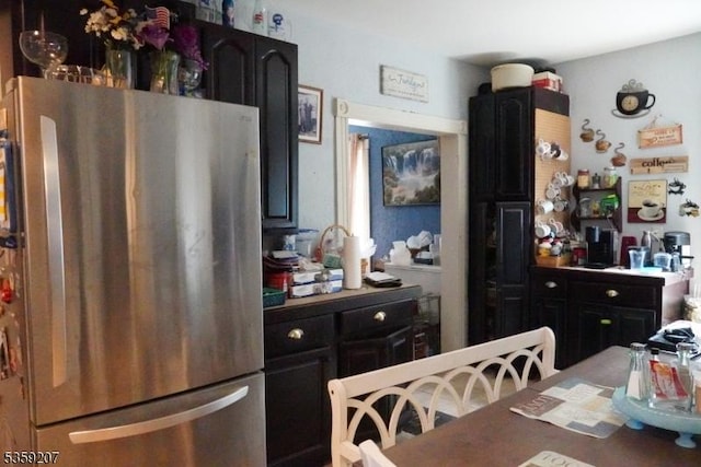 115 Navesink Ave, Highlands Boro, NJ 07732 - kitchen with freestanding refrigerator and dark cabinetry