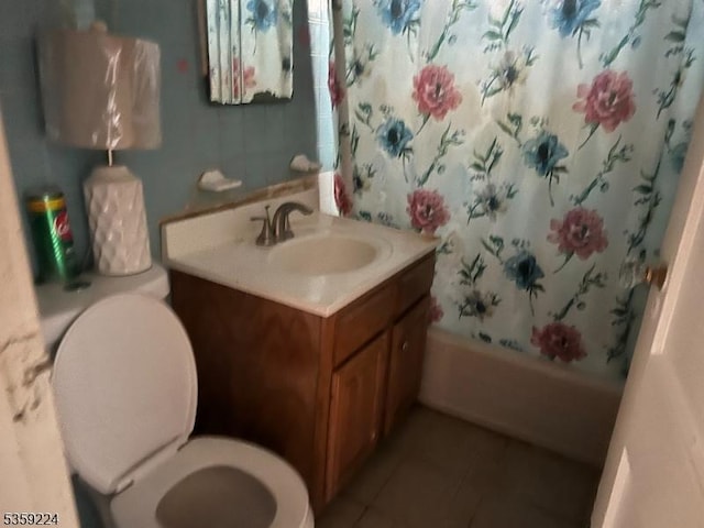 285 N Center St, City Of Orange Twp, NJ 07050 - full bathroom with toilet, vanity, tile patterned flooring, and shower / bath combo with shower curtain