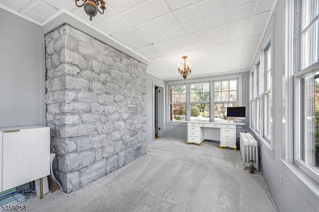114 Hoagland Ave, Rockaway Boro, NJ 07866 - unfurnished sunroom featuring radiator, radiator heating unit, and a chandelier