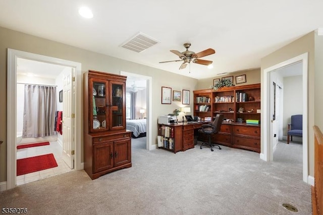 37 Hancock Pl, Franklin Twp, NJ 08873 - office with light carpet, a ceiling fan, and baseboards