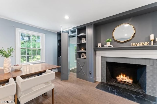 359 Dogwood Way, Mountainside Boro, NJ 07092 - dining area with wood finished floors, a fireplace, recessed lighting, and baseboards