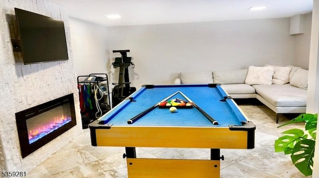 7 Park Dr, Kenilworth Boro, NJ 07033 - rec room featuring billiards and a glass covered fireplace