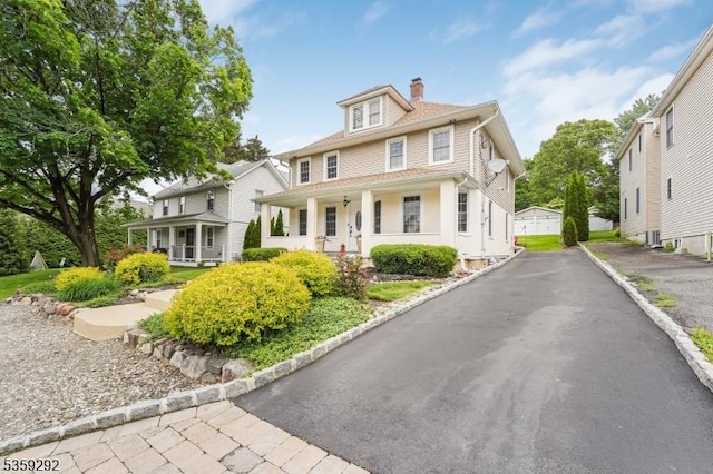 6 Highland Ave, Montville Twp, NJ 07045 - american foursquare style home with covered porch and a chimney