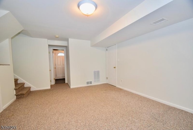 99 Mapes Ave, Springfield Twp, NJ 07081 - finished below grade area with light colored carpet and stairs